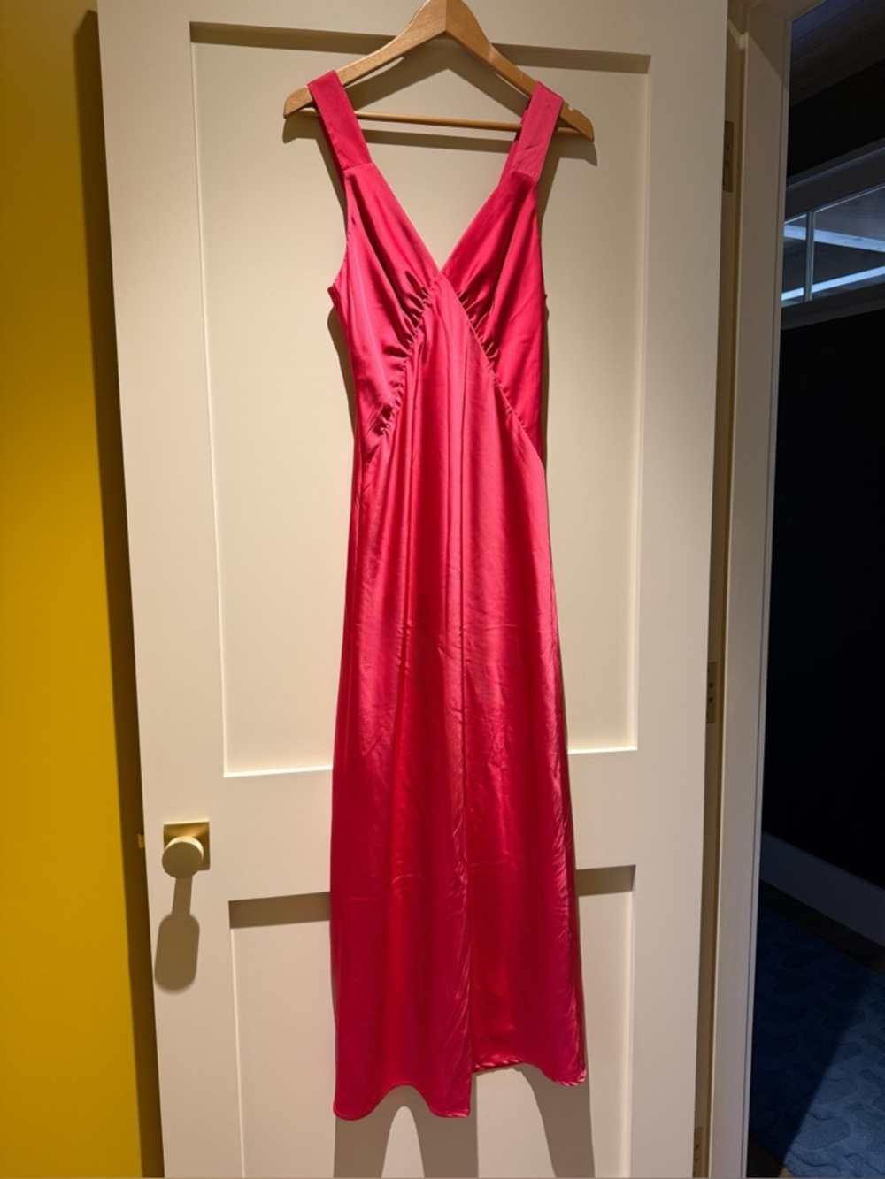 HOUSE OF HARLOW 1960 Satin Bias Cut Maxi Dress Hot Pink Sz S